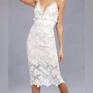 Bardot Vienna Lace Overlay Sheath Dress - White Nude Size 8